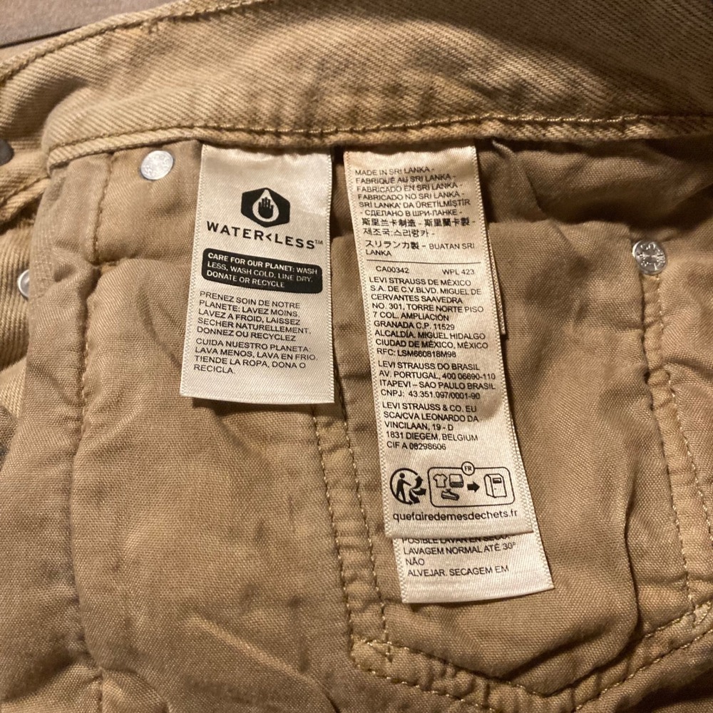 Levis 501 Original High Rise Cutoff Denim Shorts Tan‎ Khaki Button Fly 30 NEW - Picture 9 of 10